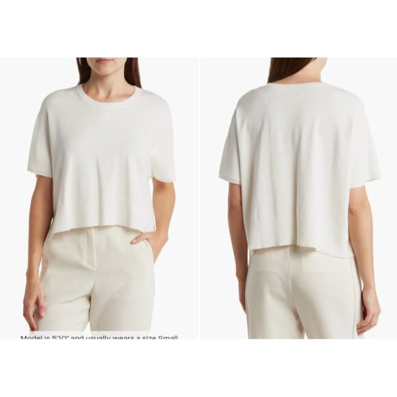 Splendid Women's Short Sleeve Knit Top, (Cream, Large) - Picture 1 of 2